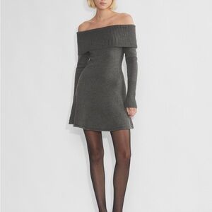 Aritzia Sunday’s Best Off-Shoulder Gray Dress NWT